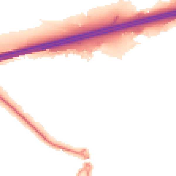 Night-time road noise heatmap for GU51 1BS