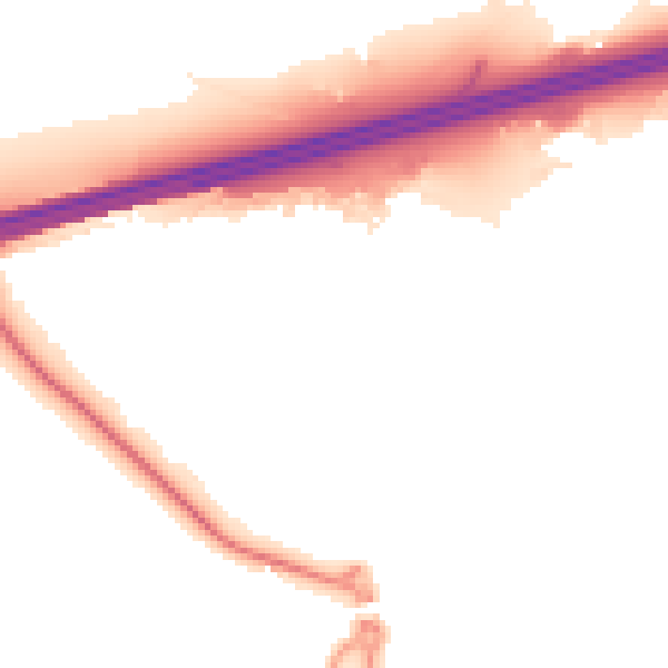 Night-time road noise heatmap for GU51 1BW