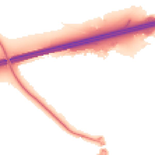 Night-time road noise heatmap for GU51 1DJ