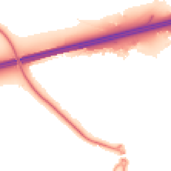 Night-time road noise heatmap for GU51 1DL