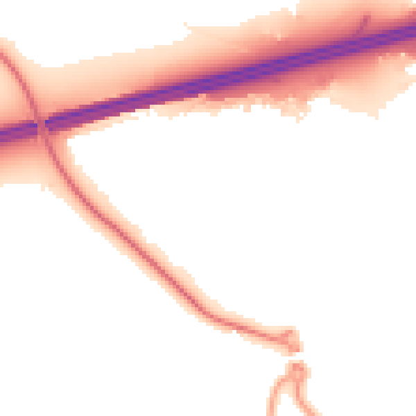 Night-time road noise heatmap for GU51 1DN
