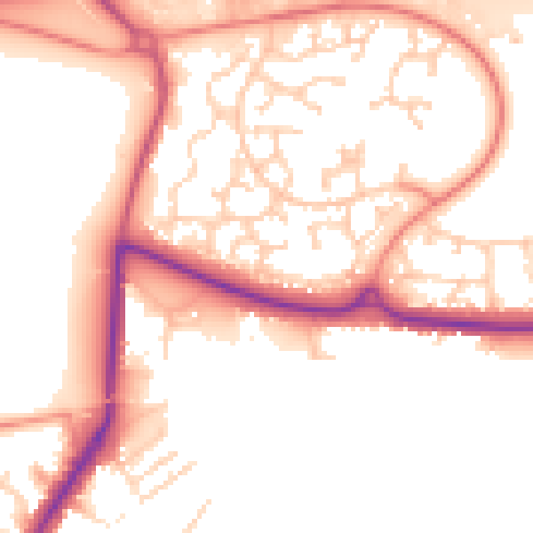Daytime road noise heatmap for GU51 2TN