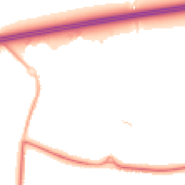 Night-time road noise heatmap for GU51 2UB