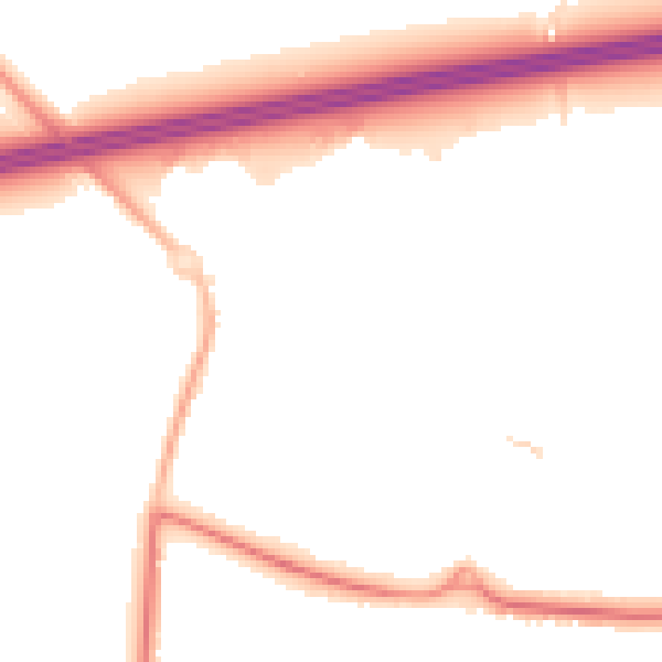 Night-time road noise heatmap for GU51 2XY