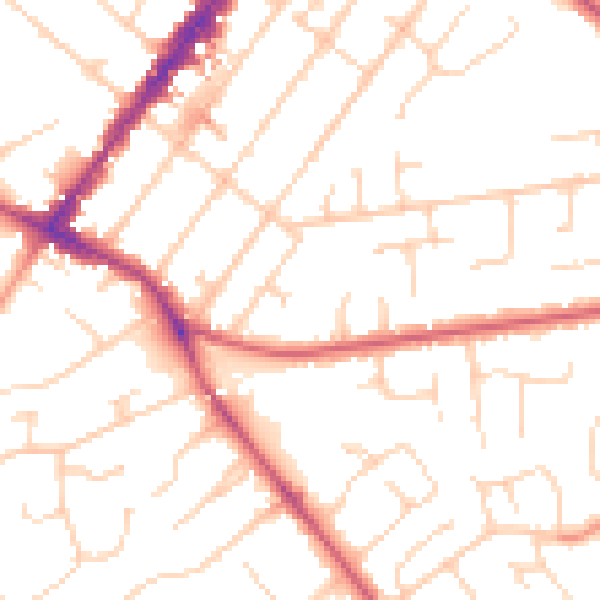 Daytime road noise heatmap for GU51 3ND
