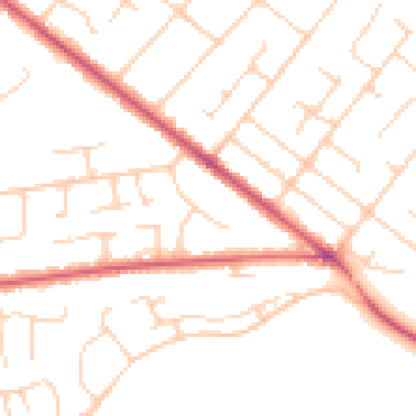 Daytime road noise heatmap for GU51 3PY