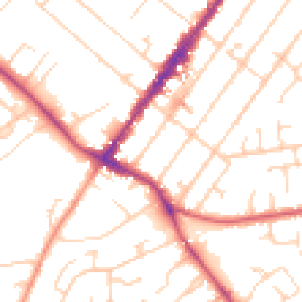 Daytime road noise heatmap for GU51 3RP