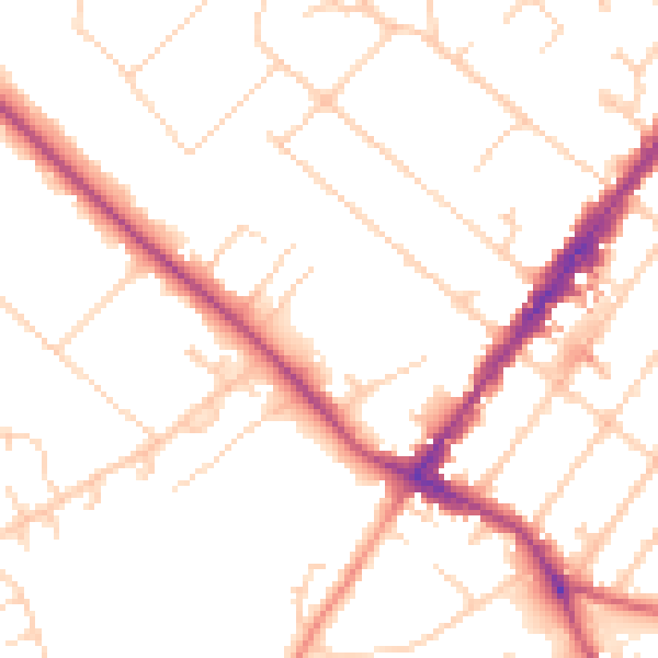 Daytime road noise heatmap for GU51 4AL