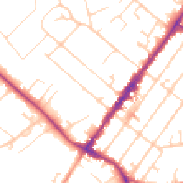 Daytime road noise heatmap for GU51 4DN