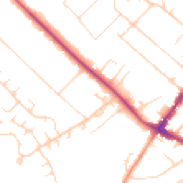 Daytime road noise heatmap for GU51 4EF