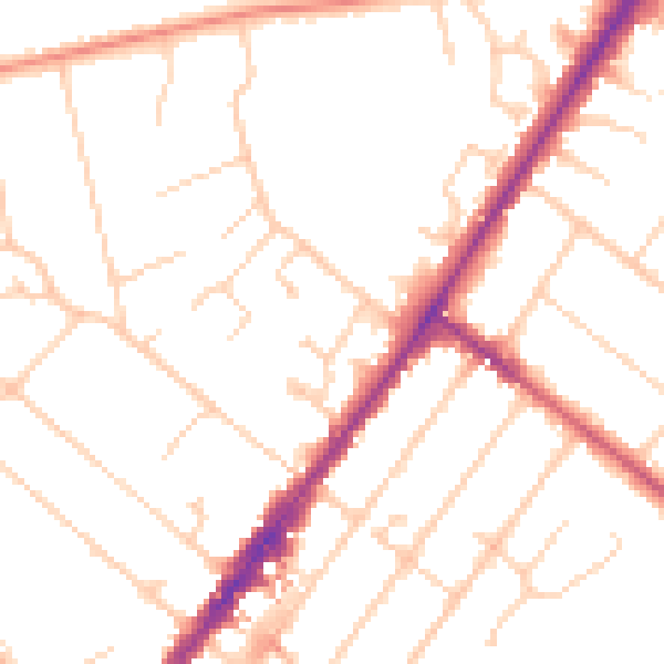 Daytime road noise heatmap for GU51 4JB