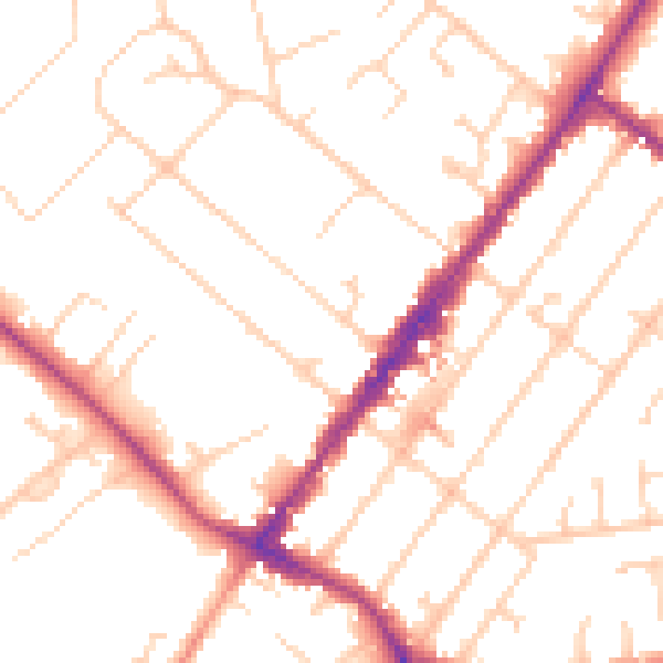 Daytime road noise heatmap for GU51 4JS