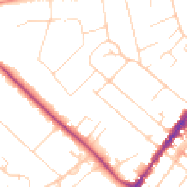 Daytime road noise heatmap for GU51 4JZ