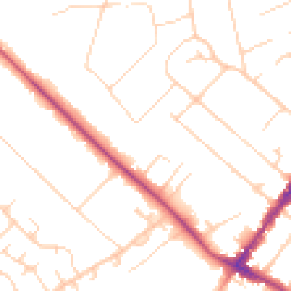 Daytime road noise heatmap for GU51 4LU