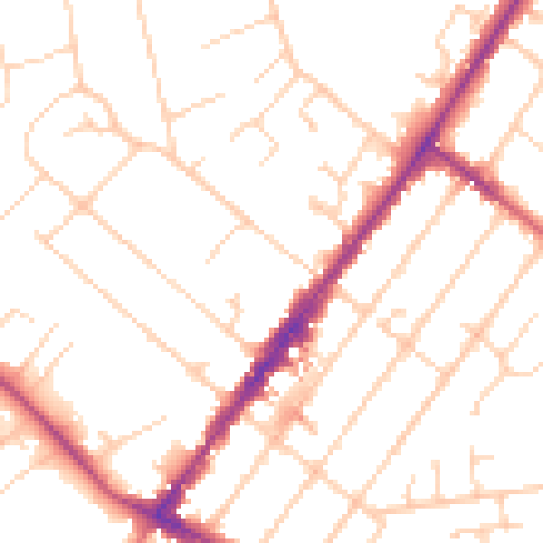 Daytime road noise heatmap for GU51 4ND