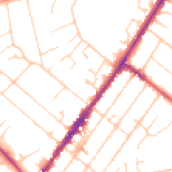 Daytime road noise heatmap for GU51 4PB