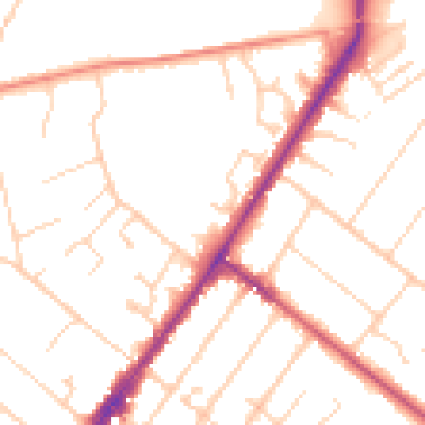 Daytime road noise heatmap for GU51 4PP