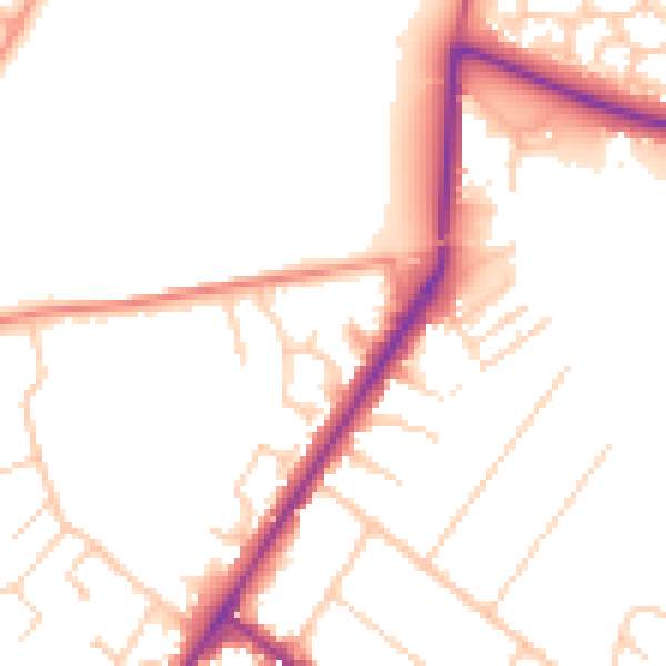 Daytime road noise heatmap for GU51 4PZ