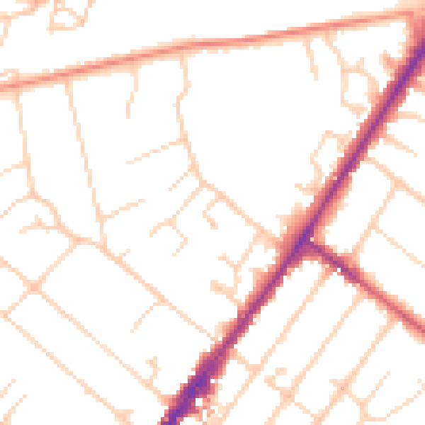 Daytime road noise heatmap for GU51 4ST