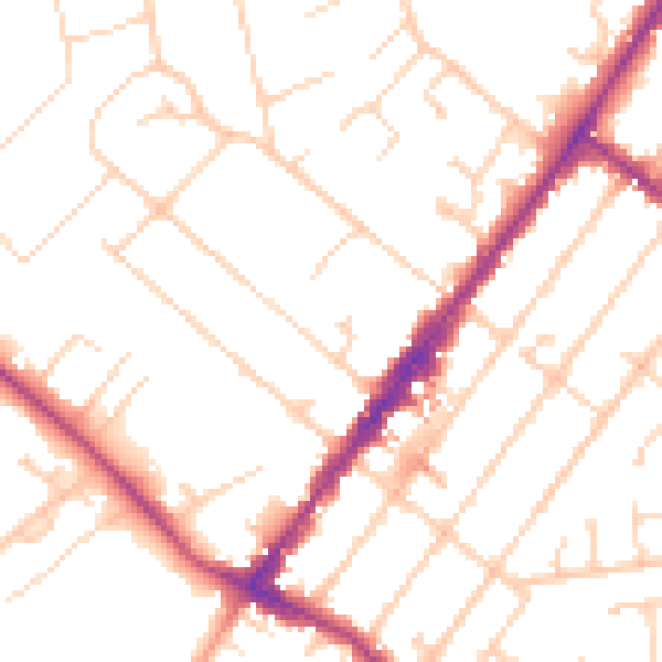 Daytime road noise heatmap for GU51 4SW