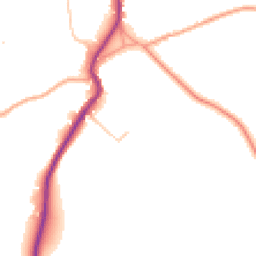 Daytime road noise heatmap for GU8 4UZ