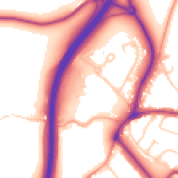 Daytime road noise heatmap for GU8 5EB