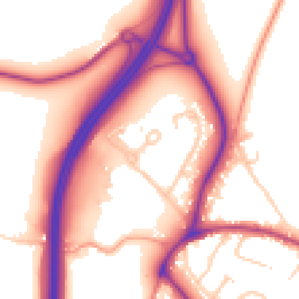 Daytime road noise heatmap for GU8 5ED