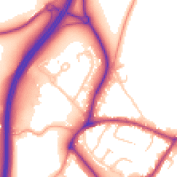 Daytime road noise heatmap for GU8 5EH
