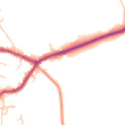 Daytime road noise heatmap for GU8 5EX