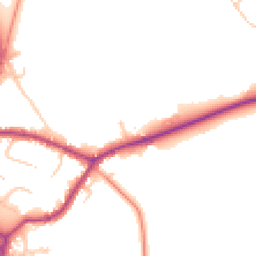 Daytime road noise heatmap for GU8 5HN