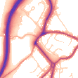 Daytime road noise heatmap for GU8 5JQ
