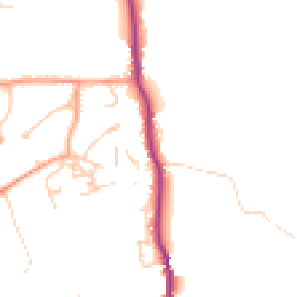 Daytime road noise heatmap for GU8 5LP