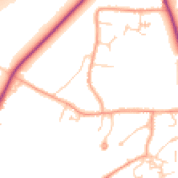 Daytime road noise heatmap for GU8 5RA