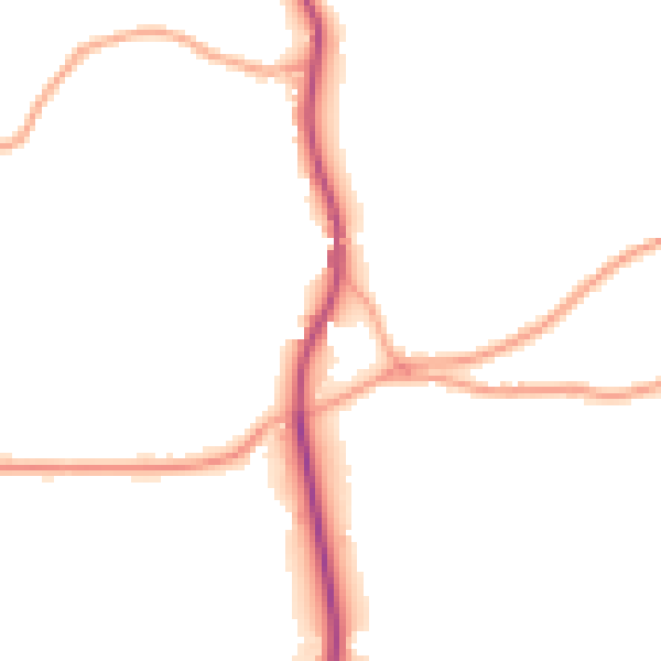 Daytime road noise heatmap for GU8 5UJ