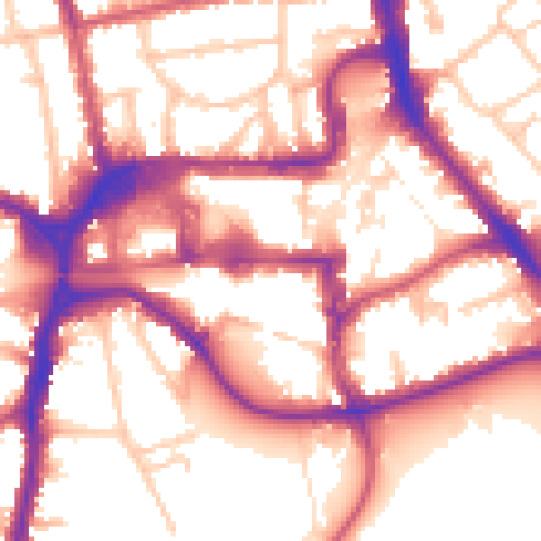 Daytime road noise heatmap for HA1 1GW