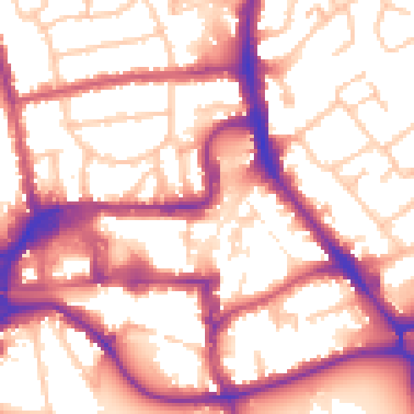 Daytime road noise heatmap for HA1 1GZ