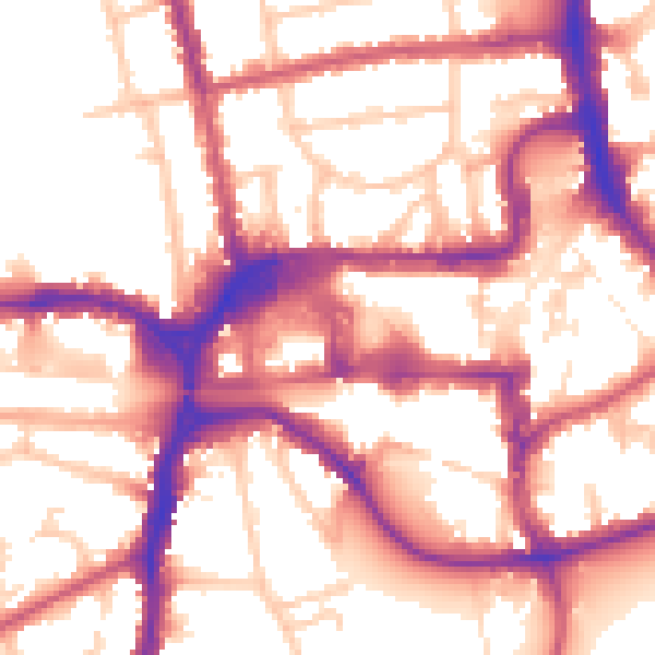 Daytime road noise heatmap for HA1 1HE