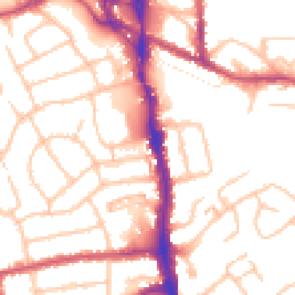Daytime road noise heatmap for HA1 1HP
