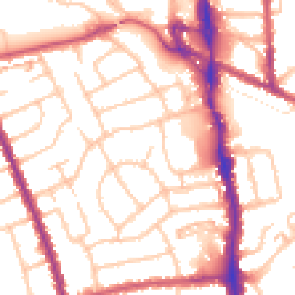 Daytime road noise heatmap for HA1 1TJ