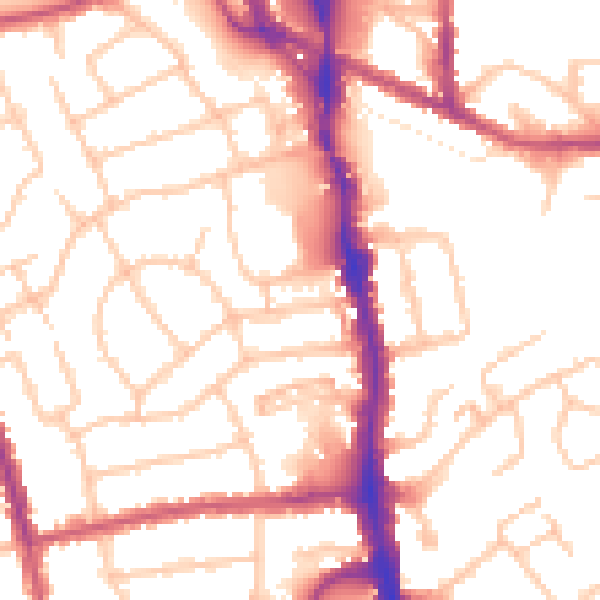 Daytime road noise heatmap for HA1 1TL