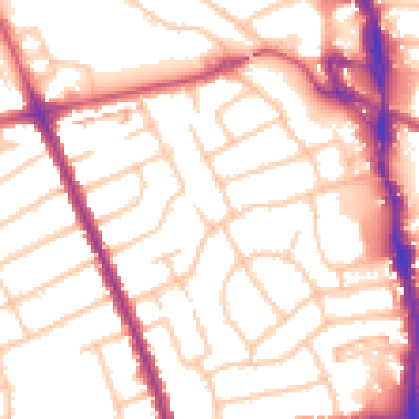 Daytime road noise heatmap for HA1 1UL