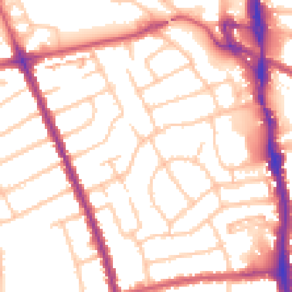 Daytime road noise heatmap for HA1 1UU