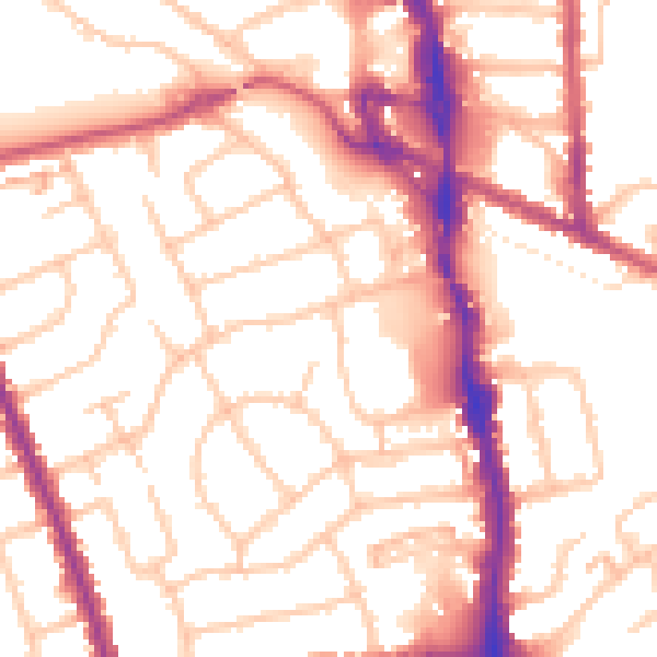 Daytime road noise heatmap for HA1 1XX