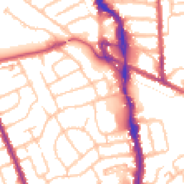 Daytime road noise heatmap for HA1 1YB
