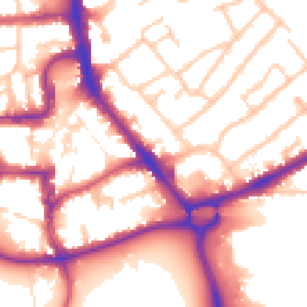 Daytime road noise heatmap for HA1 2JU