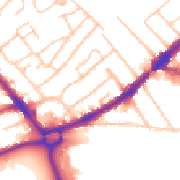 Daytime road noise heatmap for HA1 2NB