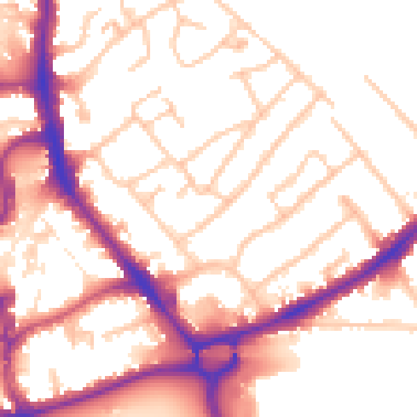 Daytime road noise heatmap for HA1 2NZ