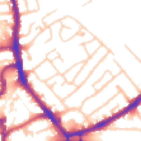 Daytime road noise heatmap for HA1 2PP
