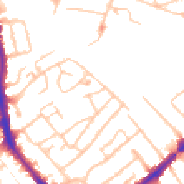Daytime road noise heatmap for HA1 2PW