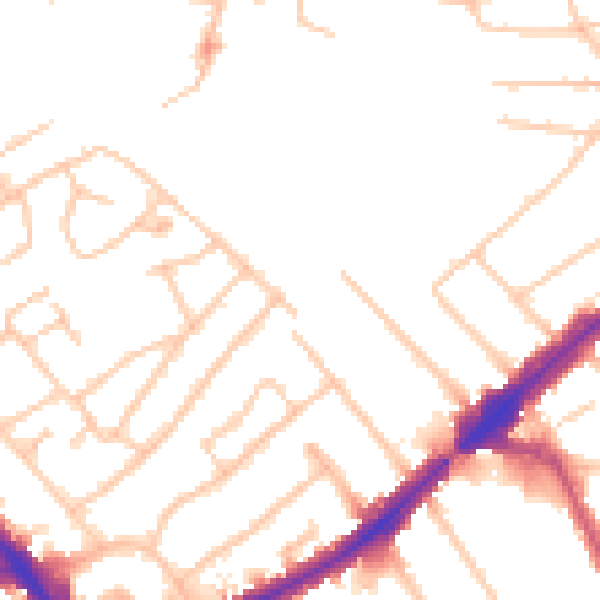 Daytime road noise heatmap for HA1 2QZ